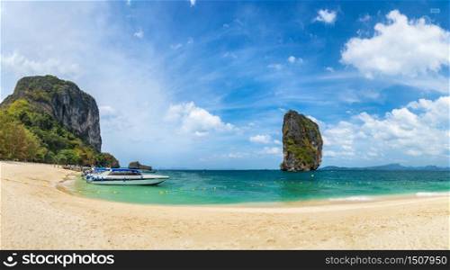 Panorama of Poda island, Thailand in a summer day