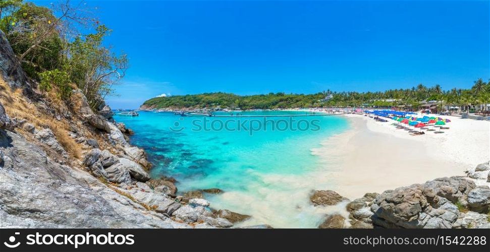Panorama of Racha (Raya) resort island near Phuket island, Thailand in a summer day