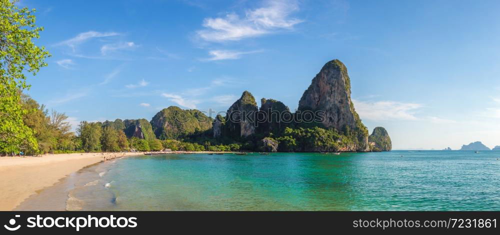 Panorama of Railay Beach, Krabi, Thailand in a summer day