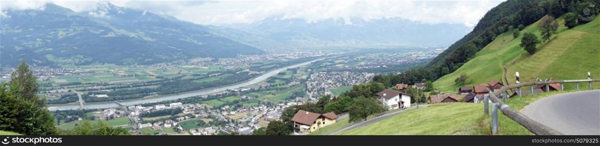 Panorama of Rain valley in Lichtenstein