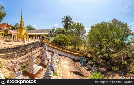 Panorama of Red Temple - Wat Sila Ngu on Koh Samui island, Thailand in a summer day