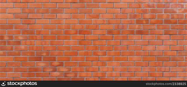 Panorama of redcolor brick wall for brickwork background design .