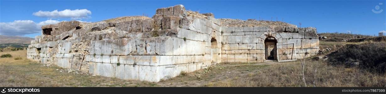 Panorama of roman bath in Antiohia Pisidia near Yalvac, Turkey