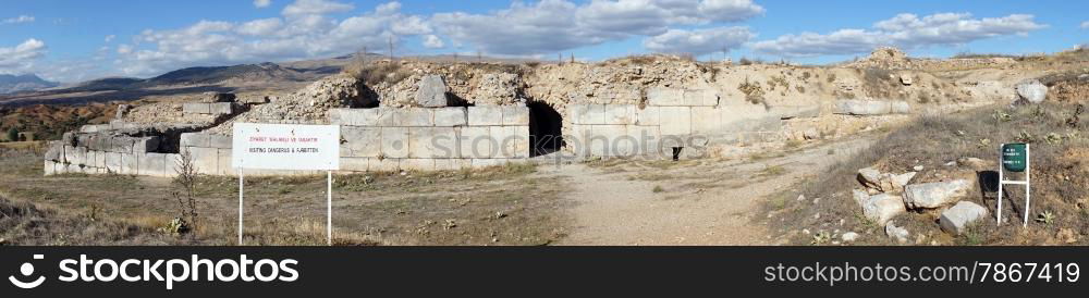 Panorama of roman bath in Antiohia Pisidia near Yalvac, Turkey