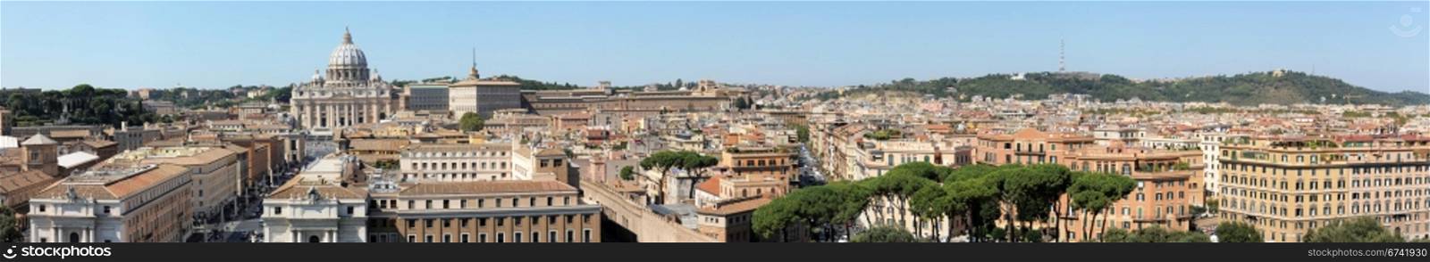 panorama of Rome and basilica Saint Peter