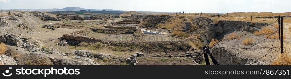 Panorama of ruins in Gordion, Turkey