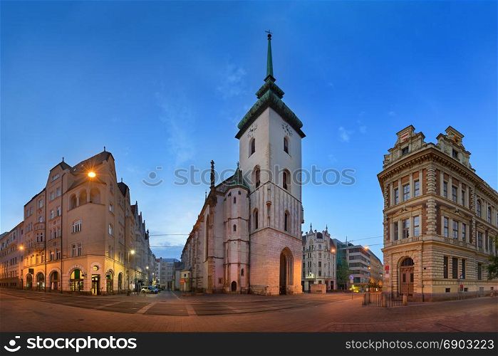 Panorama of Saint James Church in the Morning, Brno, Czech Republic