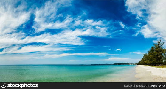 Panorama of Sihanoukville beach with beautiful sky cloudscape, Cambodia