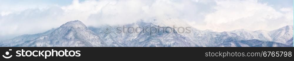 Panorama of Snow Mountain Japan Alps Landscape with Blue Sky Nagano