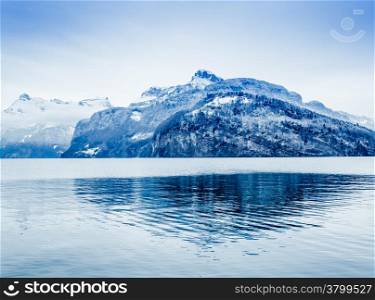 Panorama of Snow Mountain. Winter in the swiss alps.