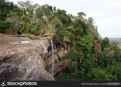 Panorama of Tad Soung waterfall in Bolaven, Laos