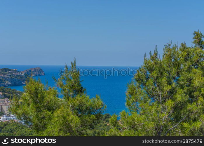 Panorama of the bay Paguera photographed from the mountain in Costa de la Calma.