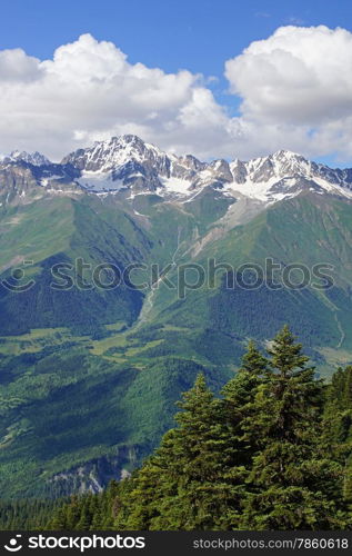 Panorama of the Caucasus Mountains close to Mestia, Georgia, Europe