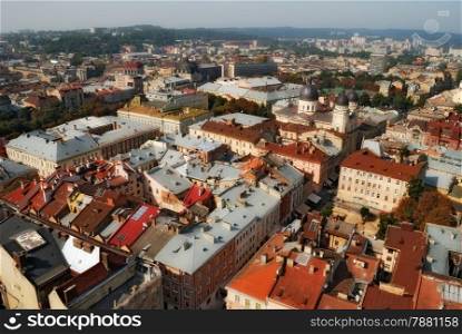 Panorama of the city. Lviv, Ukraine. top view