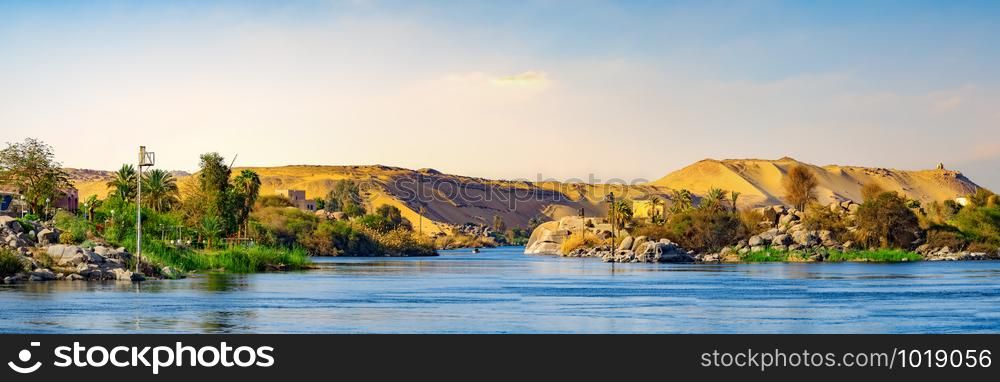 Panorama of the Great Nile near Aswan