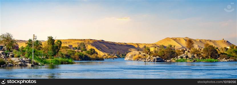 Panorama of the Great Nile near Aswan