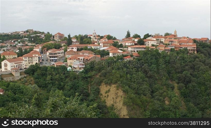 Panorama of the historic district of Sighnaghi, Georgia, Europe