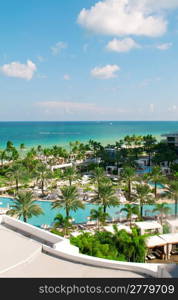 Panorama of the hotel near sea side