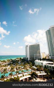 Panorama of the hotel near sea side