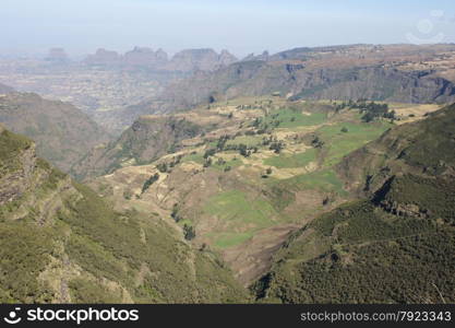 Panorama of the landscape of Semien Mountains National Park, Ethiopia, Africa