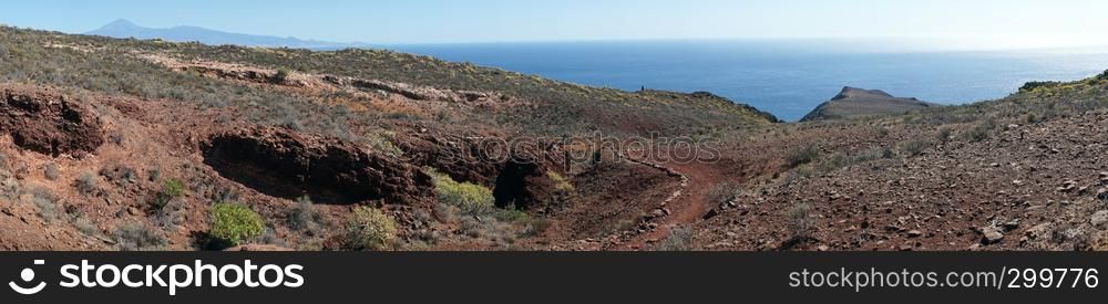 Panorama of the south coast of La Gomera island, Canary islands, Spain