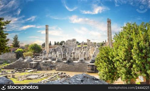 Panorama of the Temple of Apollo in Didim on a summer day. Turkey. Panorama of the Temple of Apollo in Didim on summer day