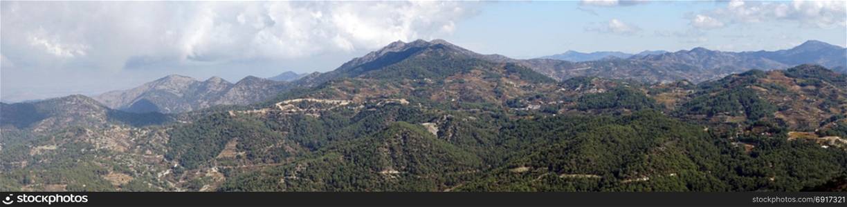 Panorama of Troodos mountain in Cyprus