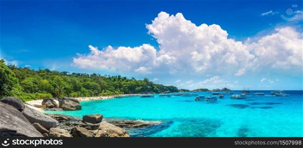 Panorama of Tropical landscape on Similan islands, Thailand in a summer day