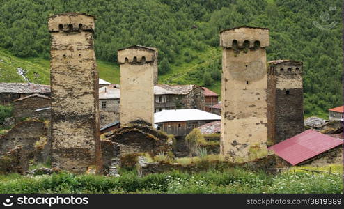 Panorama of Ushguli, Swanetia, Georgia, Europe