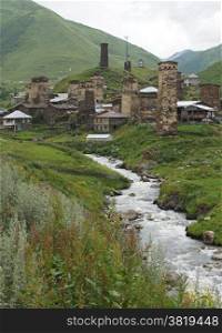 Panorama of Ushguli, Swanetia, Georgia, Europe
