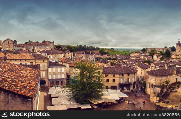 panorama of village St-Emilion in Bourdeaux region