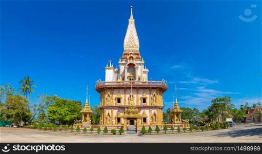 Panorama of Wat Chalong temple in Phuket in Thailand in a summer day