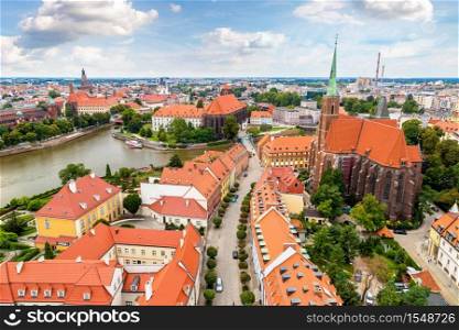 Panorama of Wroclaw in a summer day from Cathedral St. John in Poland