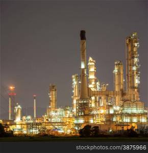 Panorama Oil Refinery Plant at dusk