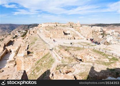 panorama on Upper court of ancient castle Kerak, Jordan