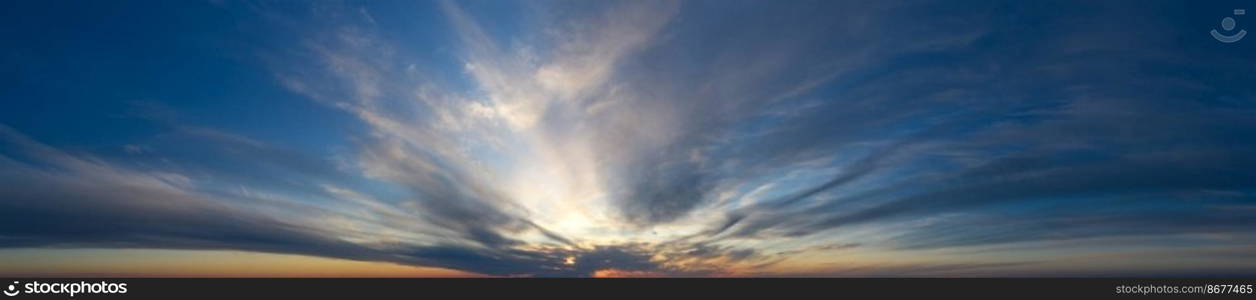  panorama sky. Beautiful cloud in the sunrise sky background. Sky banners background.