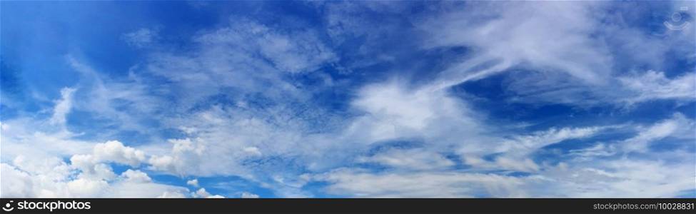 Panorama sky with cloud on a sunny day. Beautiful cirrus cloud.  . Panorama sky with cloud on a sunny day. 