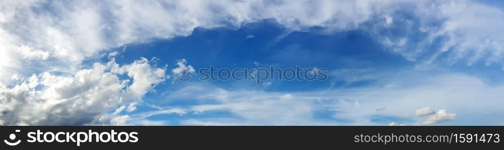 Panorama sky with cloud on a sunny day. Beautiful cirrus cloud. . Panorama sky with cloud on a sunny day.
