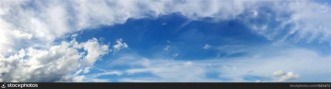Panorama sky with cloud on a sunny day. Beautiful cirrus cloud. . Panorama sky with cloud on a sunny day.