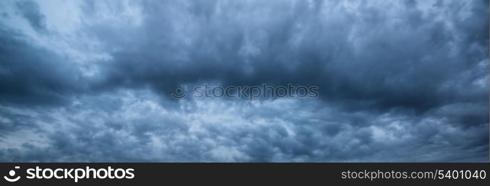 Panorama skyscape of dramatic stormy sky