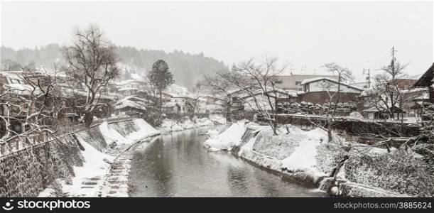 Panorama Snow fall Winter in Takayama Gifu Prefecture, Japan