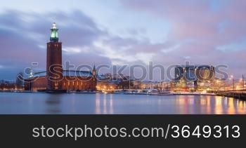Panorama Stockholm Cityhall at dusk Sweden