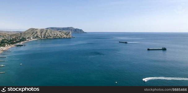 Panorama The bay of Sudak city, Crimea