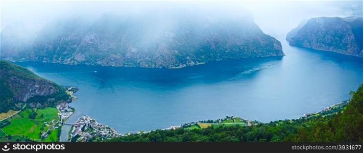 Panorama view from Stegastein Viewpoint (Aurland, Sogn og Fjordane, Norway).