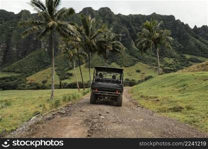 panorama view jeep car hawaii