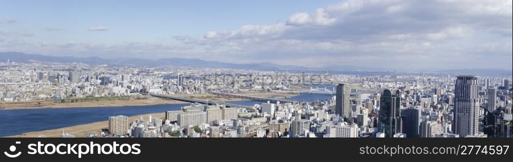 Panorama view of Osaka and Toyonaka. Panorama view of Osaka and Toyonaka on a sunny day