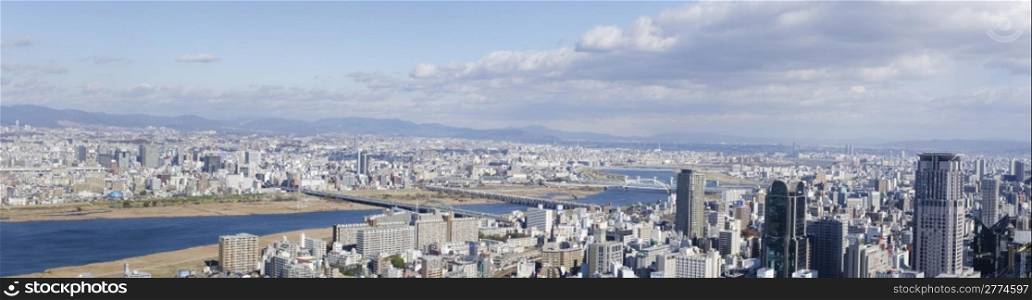 Panorama view of Osaka and Toyonaka. Panorama view of Osaka and Toyonaka on a sunny day