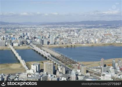 Panorama view of Osaka bay. Panorama view of Osaka bay from the surrounding mountains