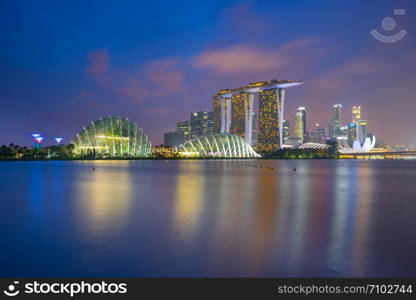 Panorama view of Singapore city skyline.