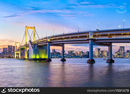 Panorama view of Tokyo skyline in the evening. Tokyo city, Japan. . Panorama view of Tokyo skyline in the evening.